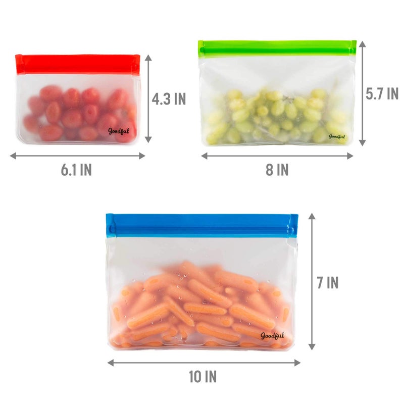 Goodful Reusable Standup Food Storage Bags (6 pack, Assorted Sizes) - Image 2
